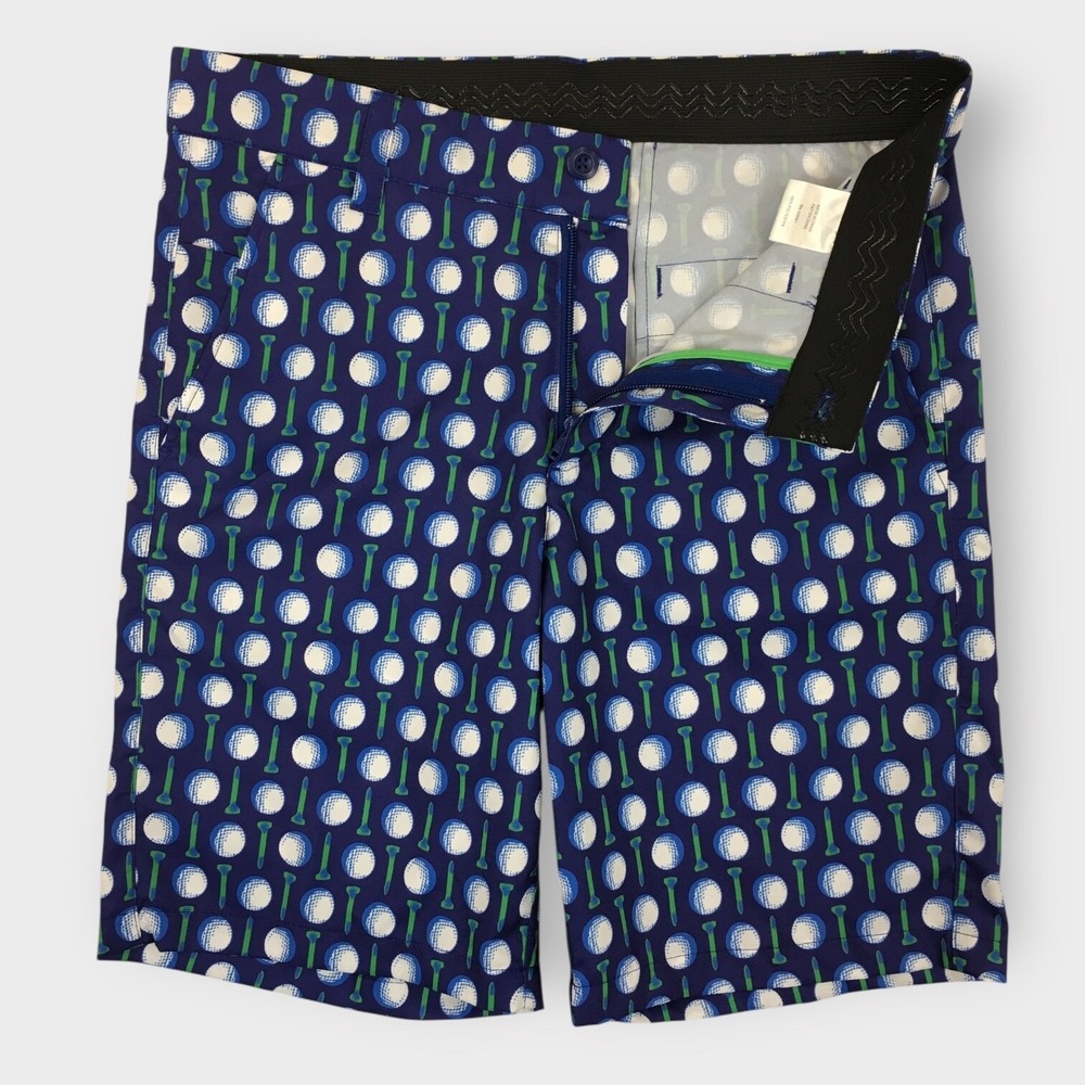 FORE EAGLES Men's‎ Golf Shorts Size 32 Balls and Tees Blue Performance Stretch